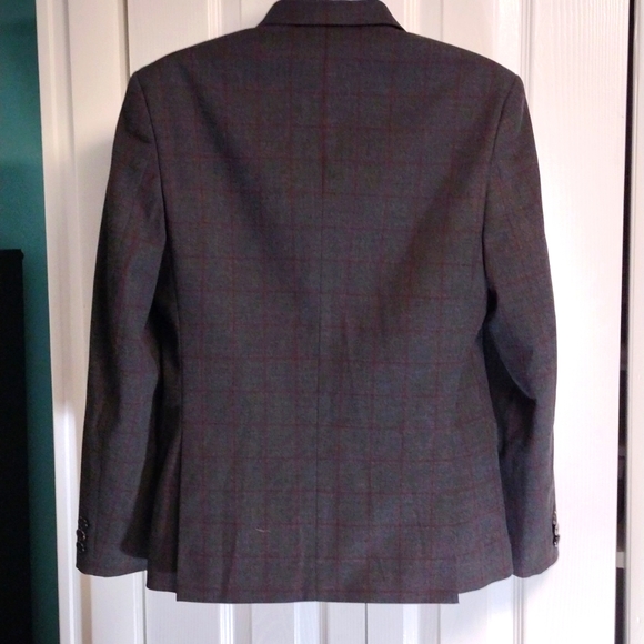 Ralph Lauren Blazer Jacket 14R Stretch 2 Buttons Gray with Burgundy Lines - Picture 6 of 11